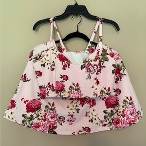 NWOT SHEIN Pink Floral Crop Top and Skirt set